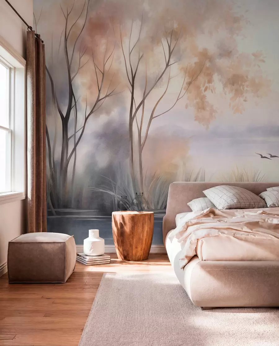 wall murals Jezero u puder roze w09866
