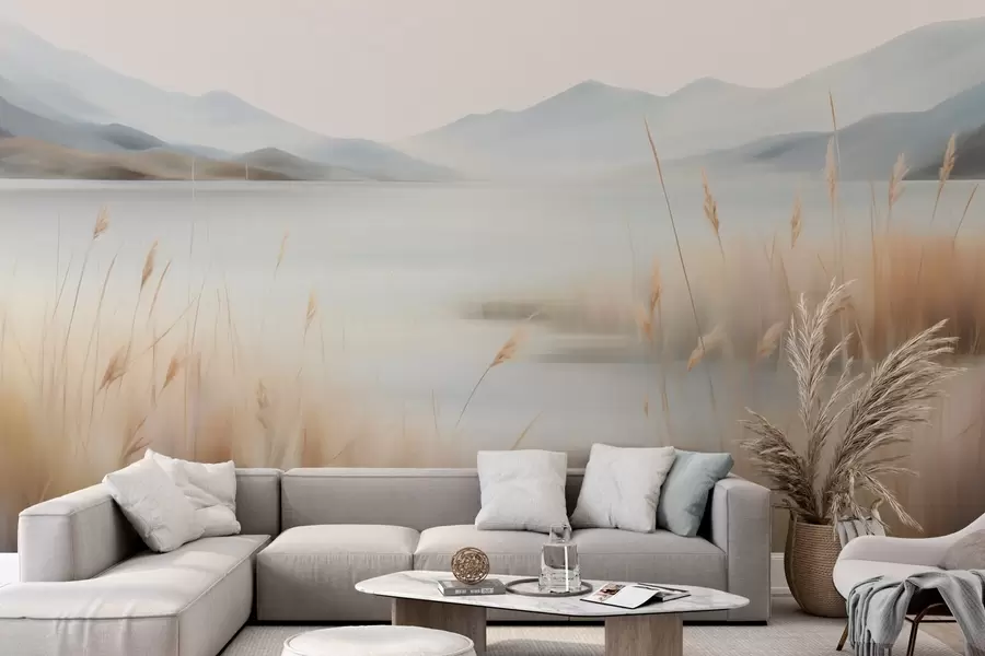 wall murals Апстрактни пејзаж планина и језера w05584