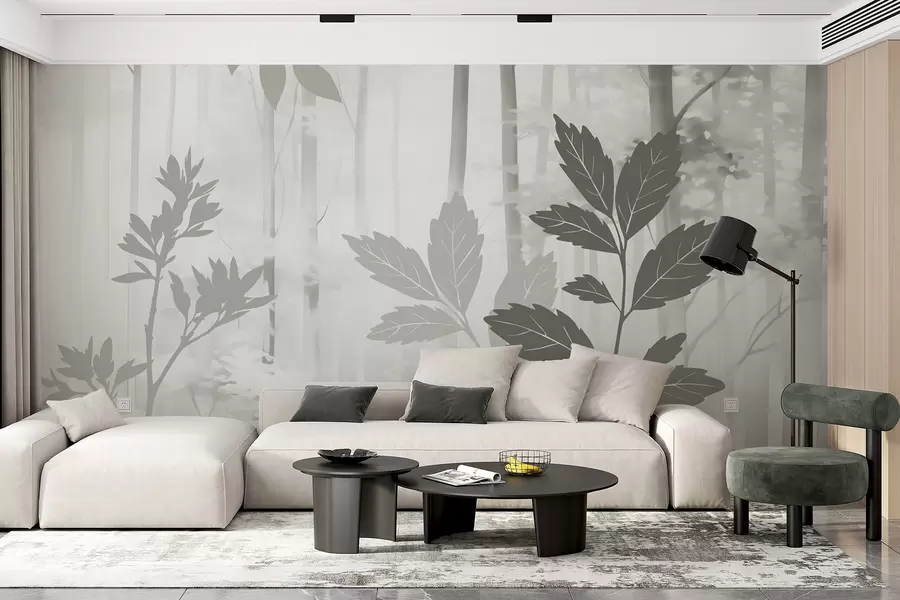 wall murals Силуете вегетације на позадини апстрактне шуме w05586v1
