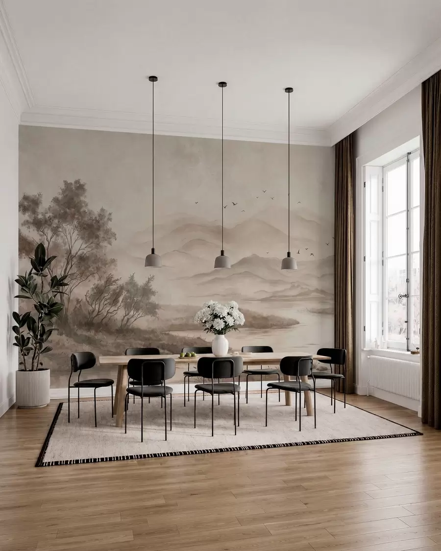 wall murals Rijeka među svijetlim brdima w05535v1