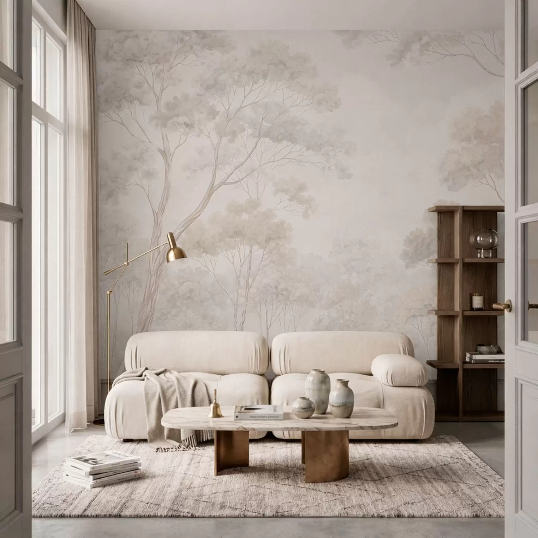 wall murals Мекана магловита шума у пастелним тоновима w05624v1