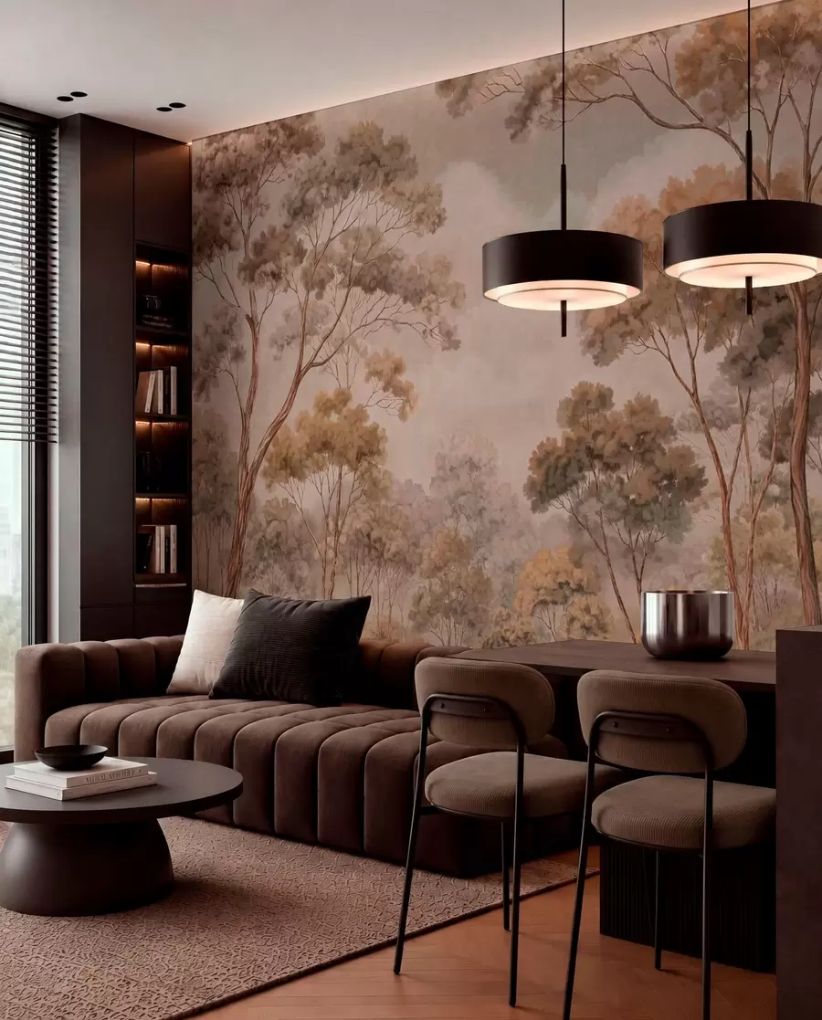 wall murals Топли шумски пејзаж у природним тоновима w05624v2