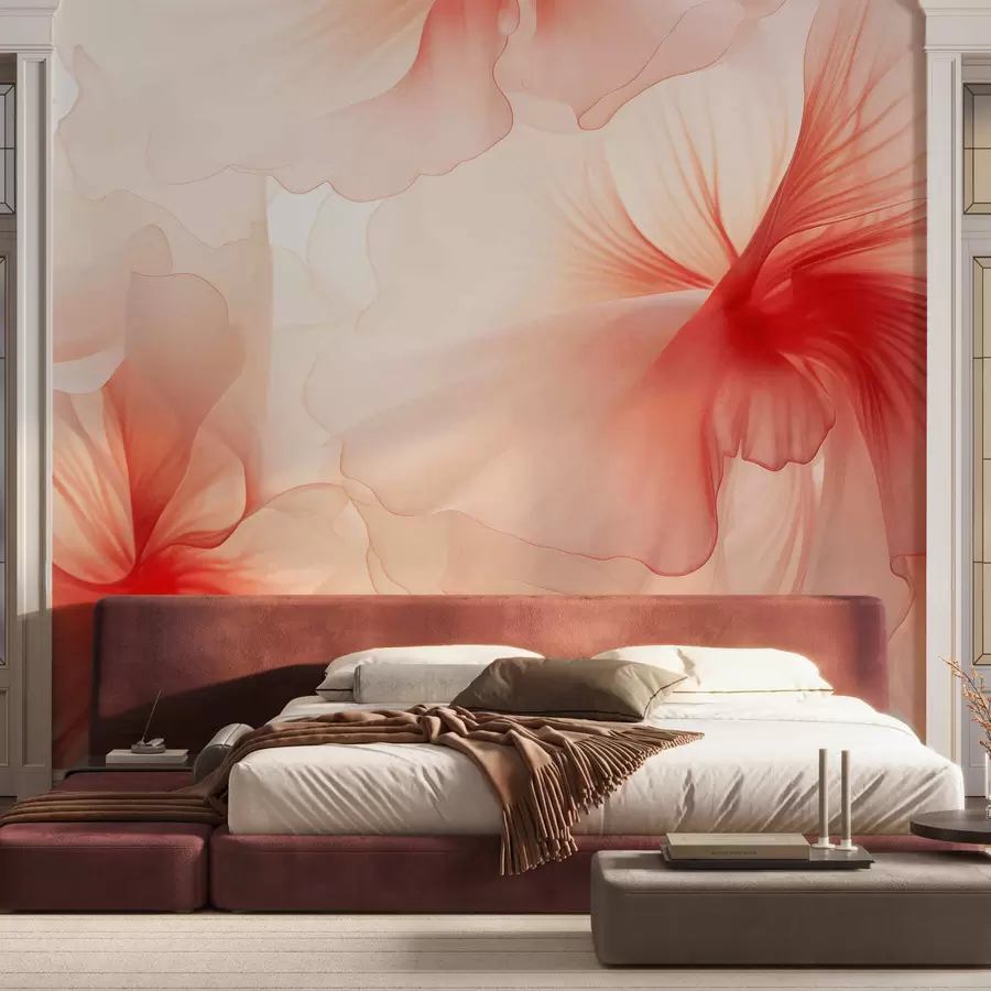 wall murals Меко руменило са прозрачним латицама у акварел стилу, елегантна цветна композиција w05360