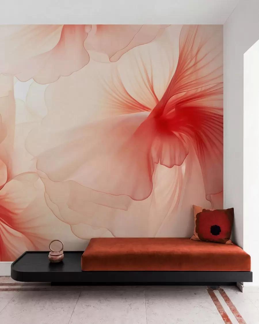 wall murals Меко руменило са прозрачним латицама у акварел стилу, елегантна цветна композиција w05360