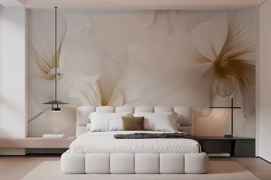 wall murals Меко руменило са прозрачним латицама у акварел стилу, елегантна цветна композиција w05360v1