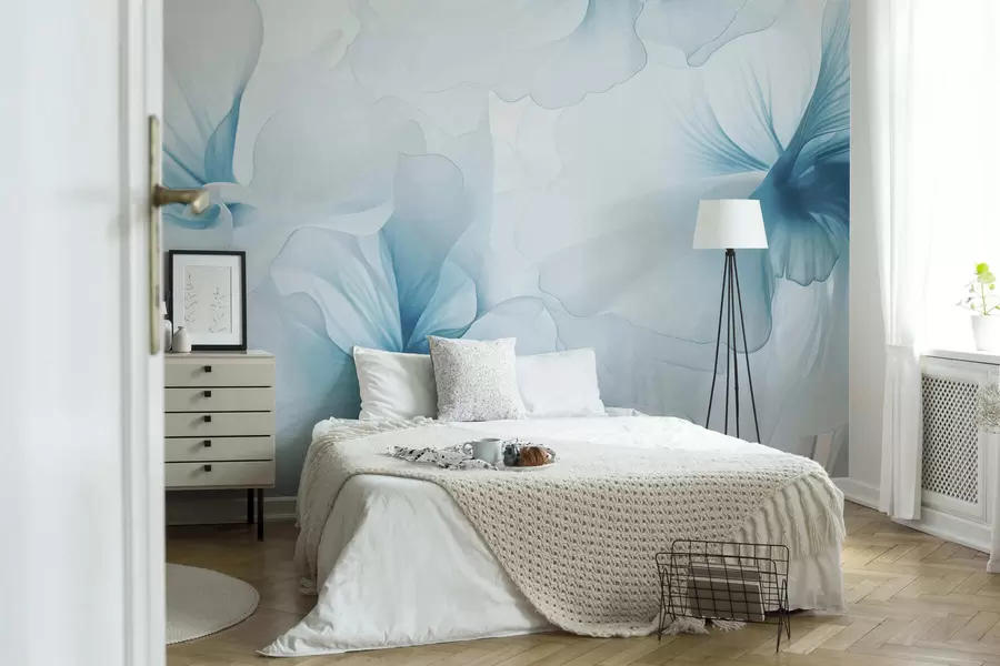 wall murals Меко руменило са прозрачним латицама у акварел стилу, елегантна цветна композиција w05360v2
