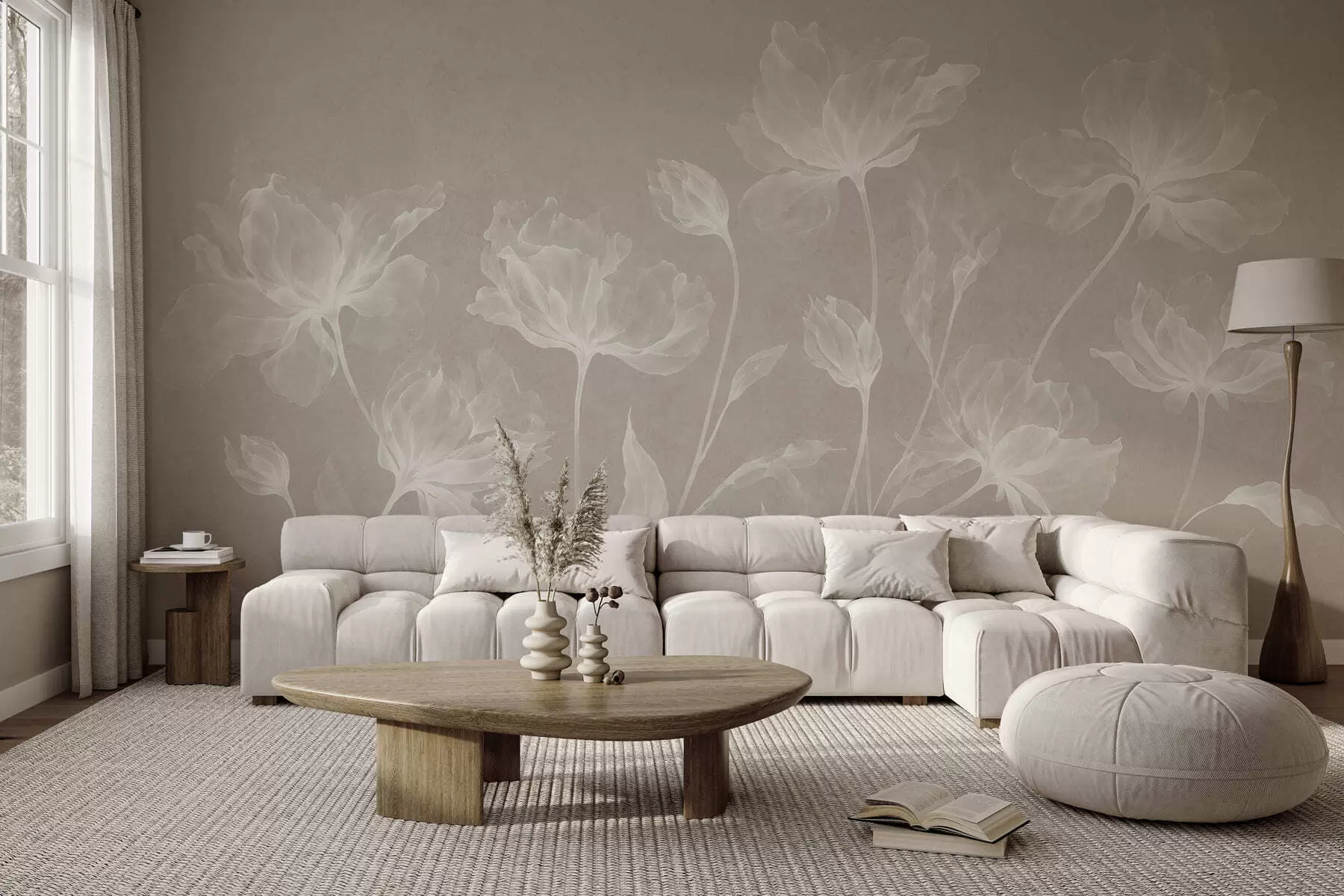 wall murals Елегантни прозрачни цветови са провидним слојевитим латицама на дугим нежним стабљикама w05579v1