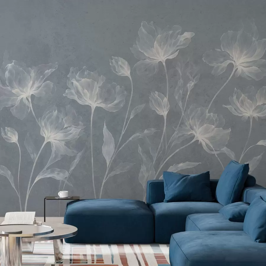 wall murals Елегантни прозрачни цветови са провидним слојевитим латицама на дугим нежним стабљикама w05579v2