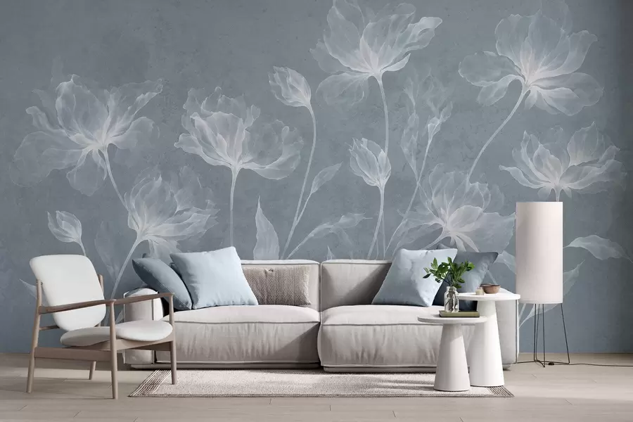wall murals Елегантни прозрачни цветови са провидним слојевитим латицама на дугим нежним стабљикама w05579v2