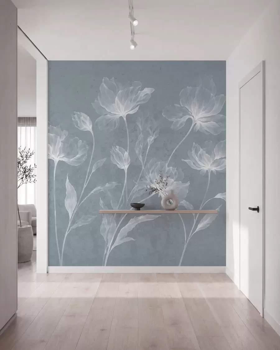 wall murals Елегантни прозрачни цветови са провидним слојевитим латицама на дугим нежним стабљикама w05579v2