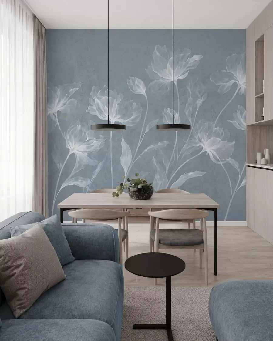 wall murals Елегантни прозрачни цветови са провидним слојевитим латицама на дугим нежним стабљикама w05579v2