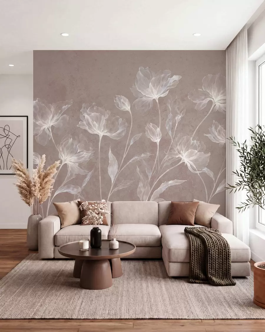 wall murals Елегантни прозрачни цветови са провидним слојевитим латицама на дугим нежним стабљикама w05579v3