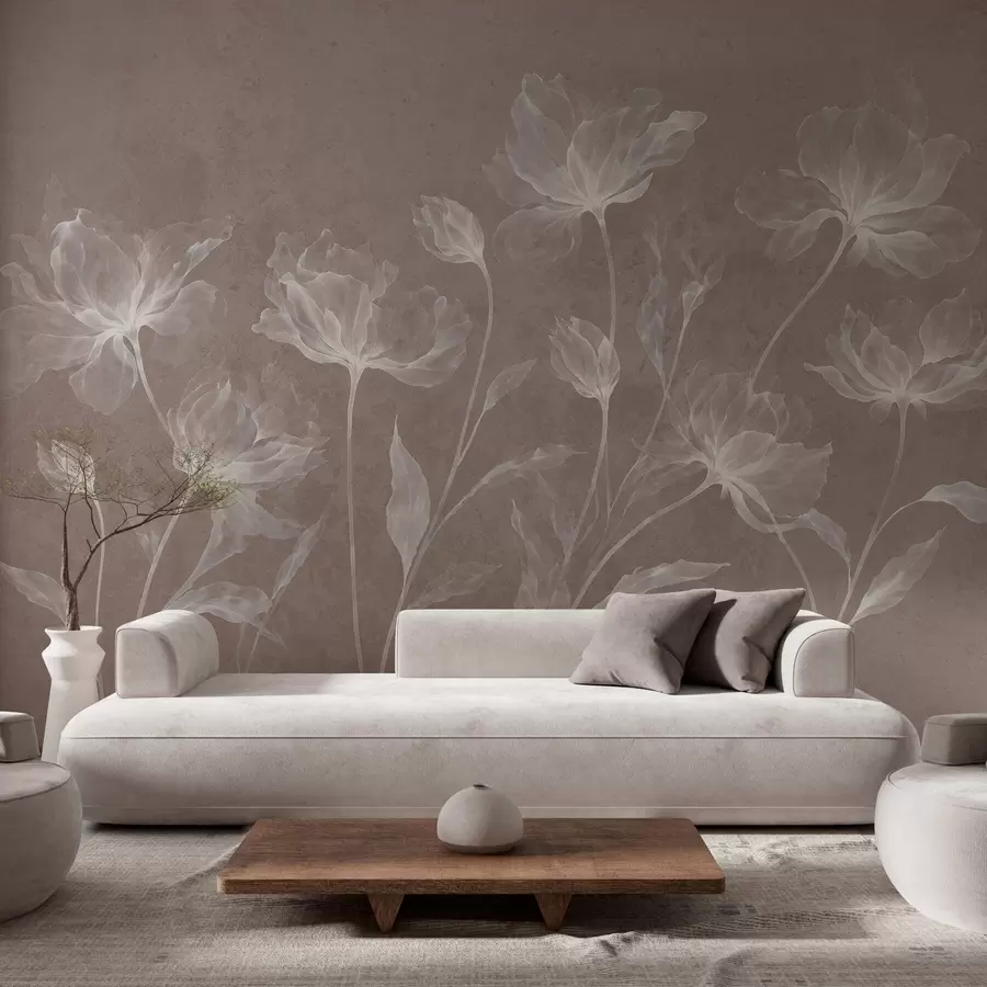 wall murals Елегантни прозрачни цветови са провидним слојевитим латицама на дугим нежним стабљикама w05579v3