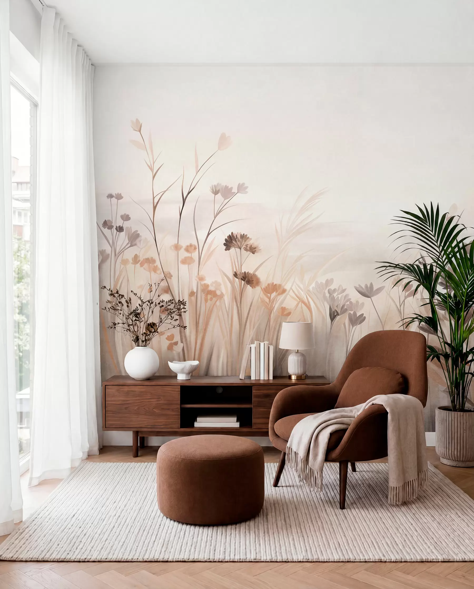 wall murals Livada u sepiji w09872