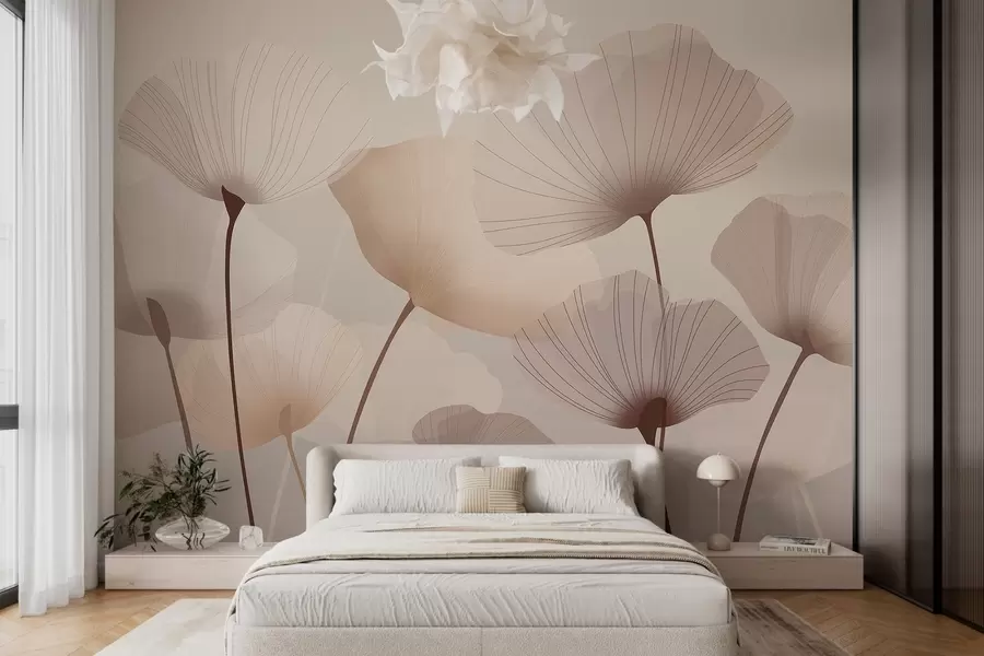 wall murals Елегантне латице на високим стабљикама у пастелним нијансама w05212