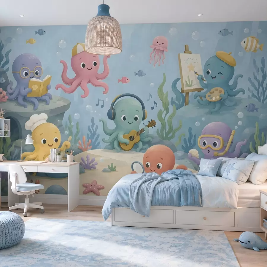 wall murals Веселе, креативне хоботнице у подводном свету w05568