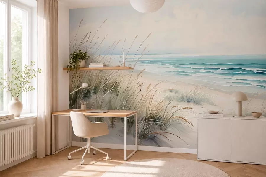 wall murals Пешчана плажа са таласима и динама w05537