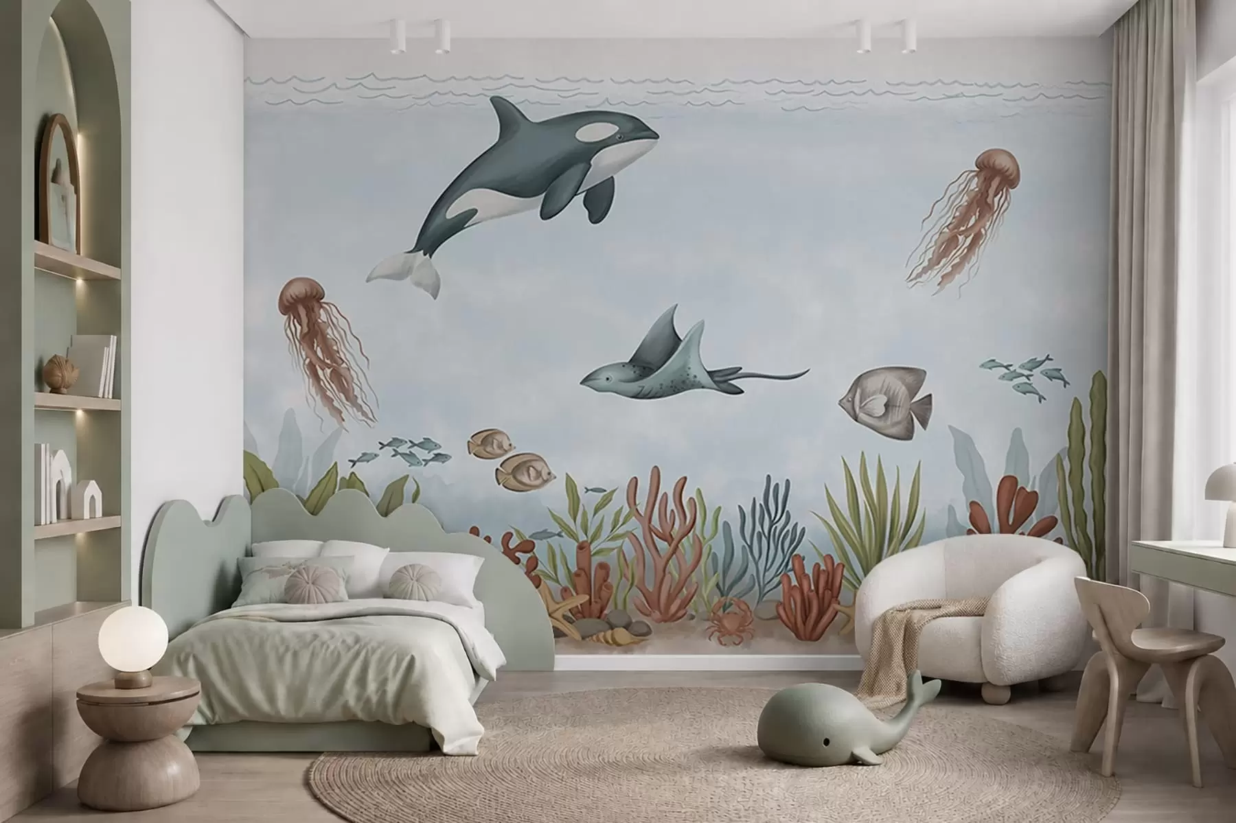 wall murals Морска створења међу коралима и морским алгама w05545