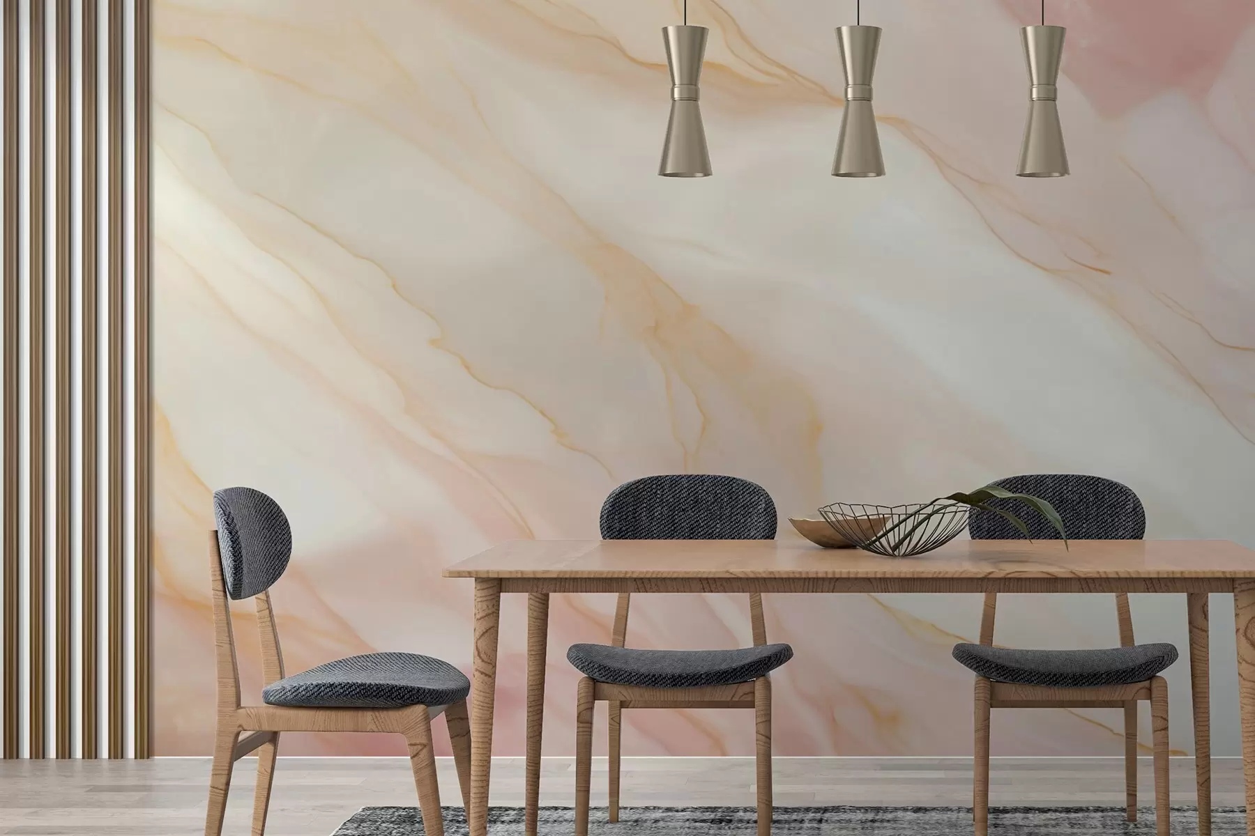 wall murals Имитација апстрактног узорка текстуре мермера у нијансама ружичасте и жуте w05632