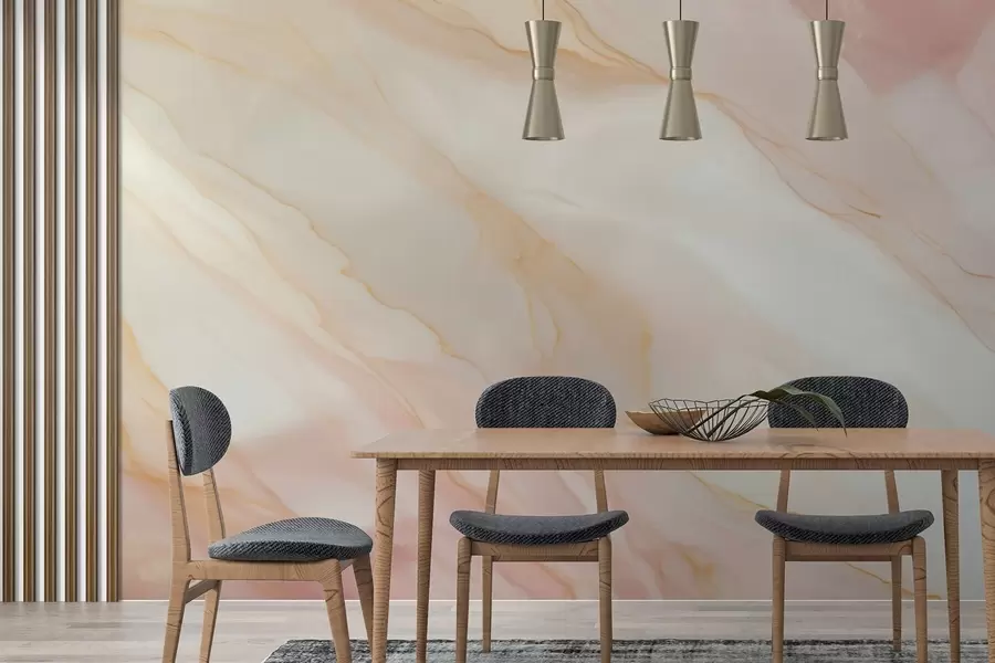 wall murals Имитација апстрактног узорка текстуре мермера у нијансама ружичасте и жуте w05632