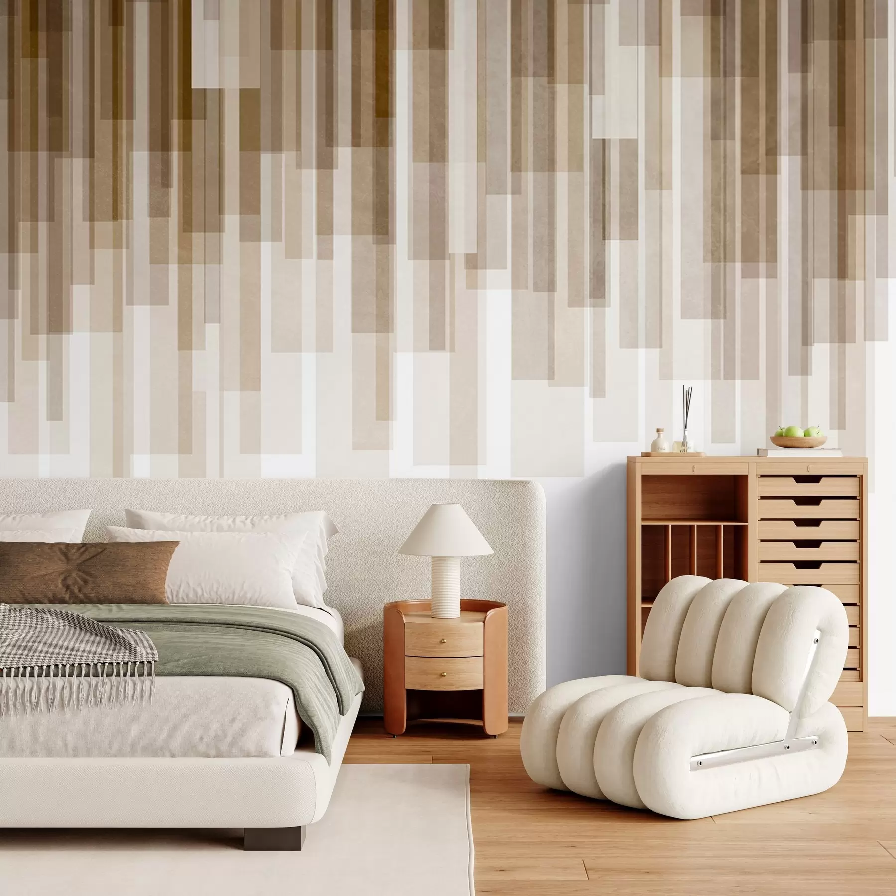 wall murals Текстурирани вертикални правоугаоници различите транспарентности и нијанси браон, апстрактна уметност w09889v1