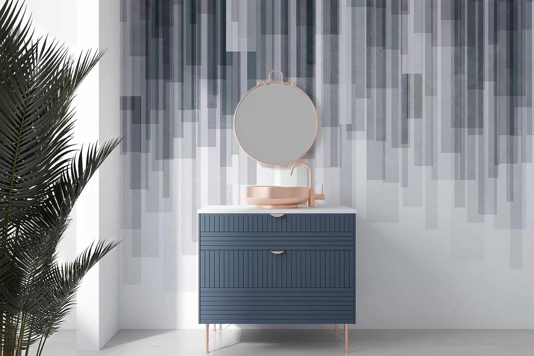 wall murals Текстурирани вертикални правоугаоници различите транспарентности и нијанси плаве, апстрактна уметност w09889v2