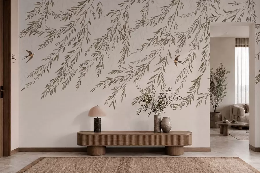 wall murals Беж гране и ласте на светлој позадини w05630v1