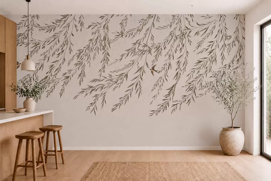 wall murals Беж гране и ласте на светлој позадини w05630v1