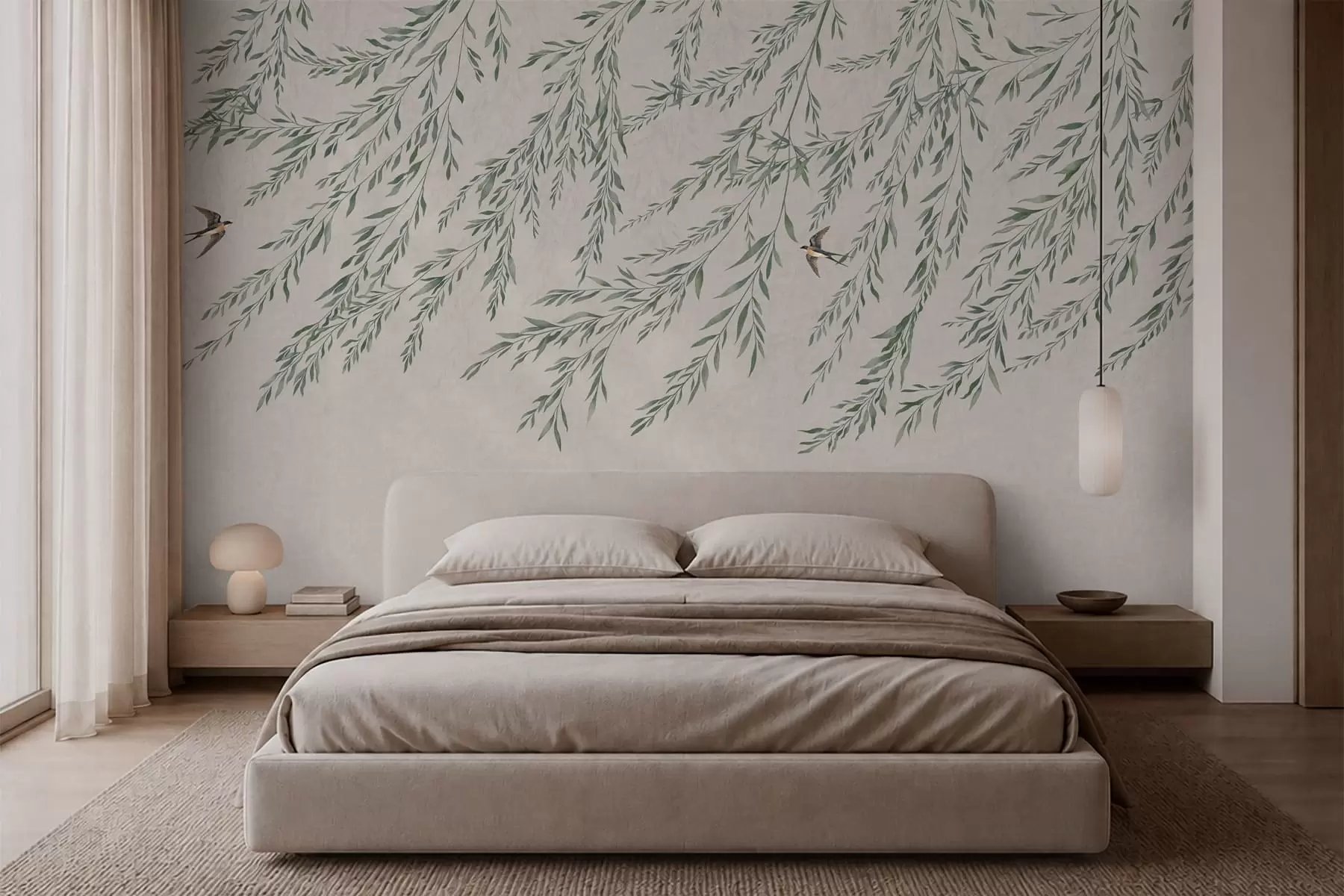 wall murals Зелене гране и ласте на светлој позадини w05630v2