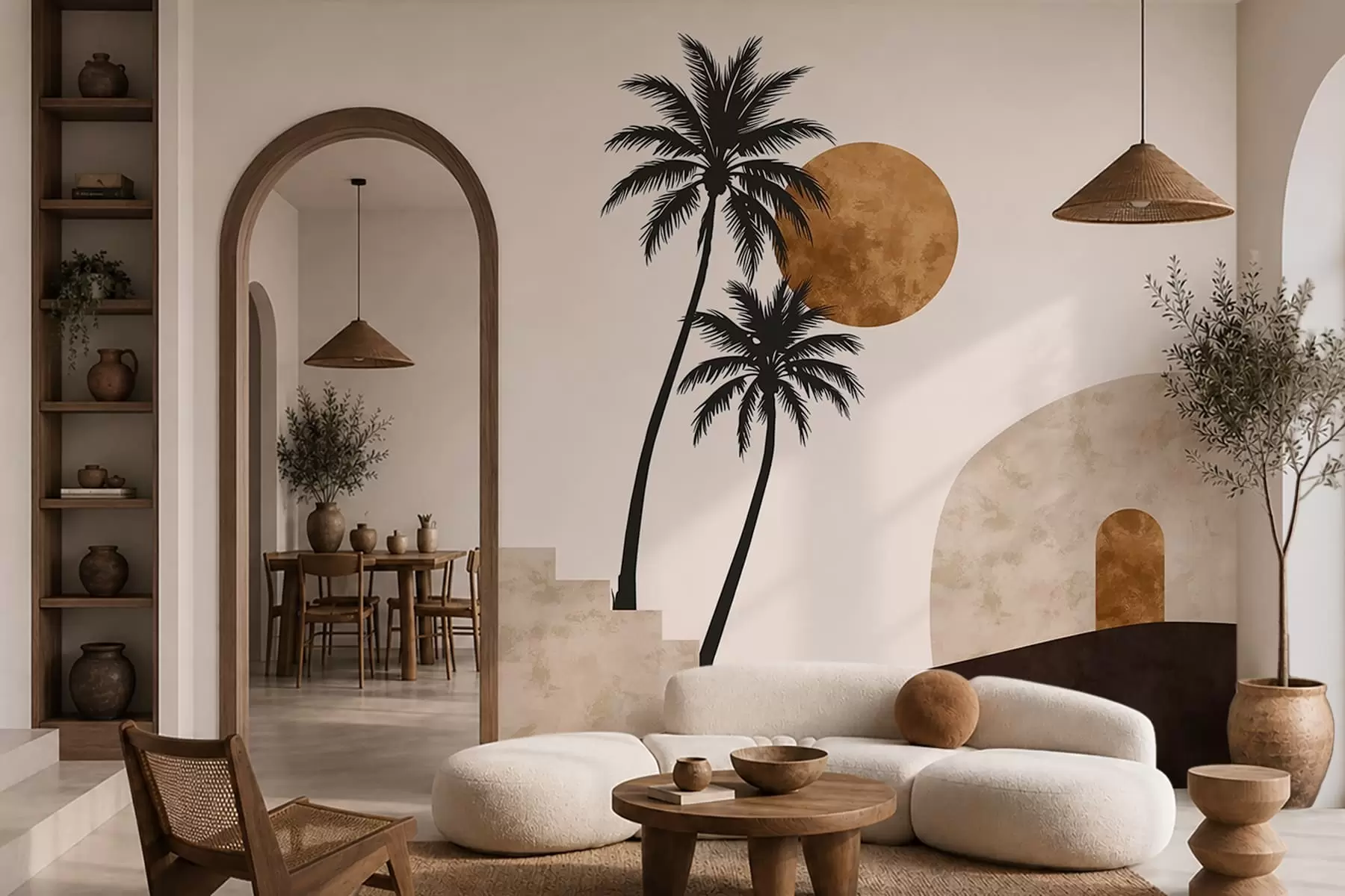 wall murals Палме и лук под топлим сунцем w05547