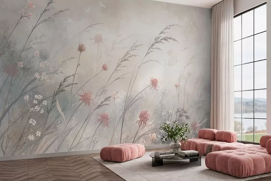 wall murals Лагано дивље цвеће у прозрачној композицији w05538v2