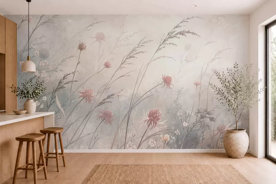 wall murals Лагано дивље цвеће у прозрачној композицији w05538v2