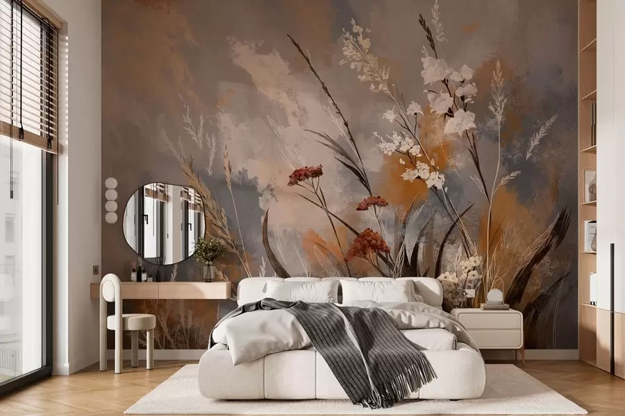 wall murals Апстрактне ливадске биљке у топлим природним тоновима w05539