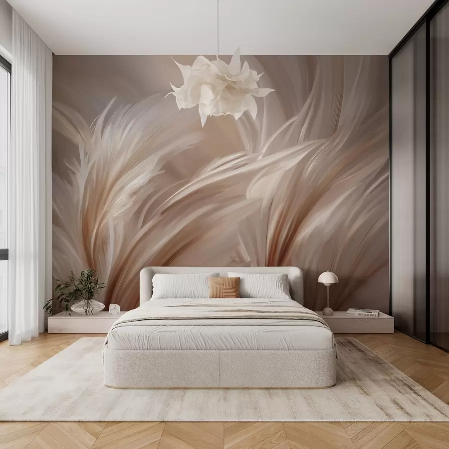 wall murals Елегантно перје у нијансама беж и браон w05658