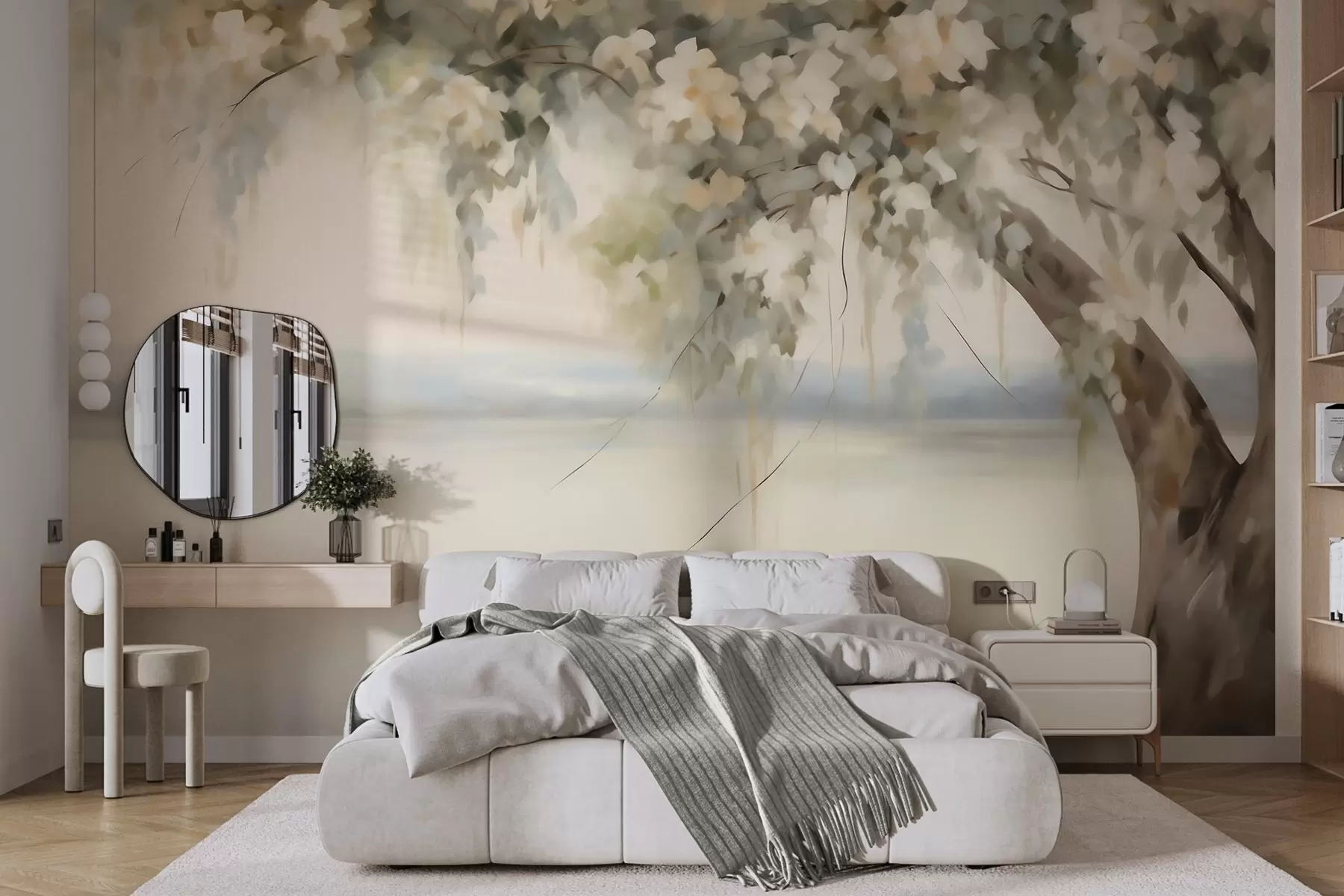 wall murals Имитација слике дрвета поред језера w05670