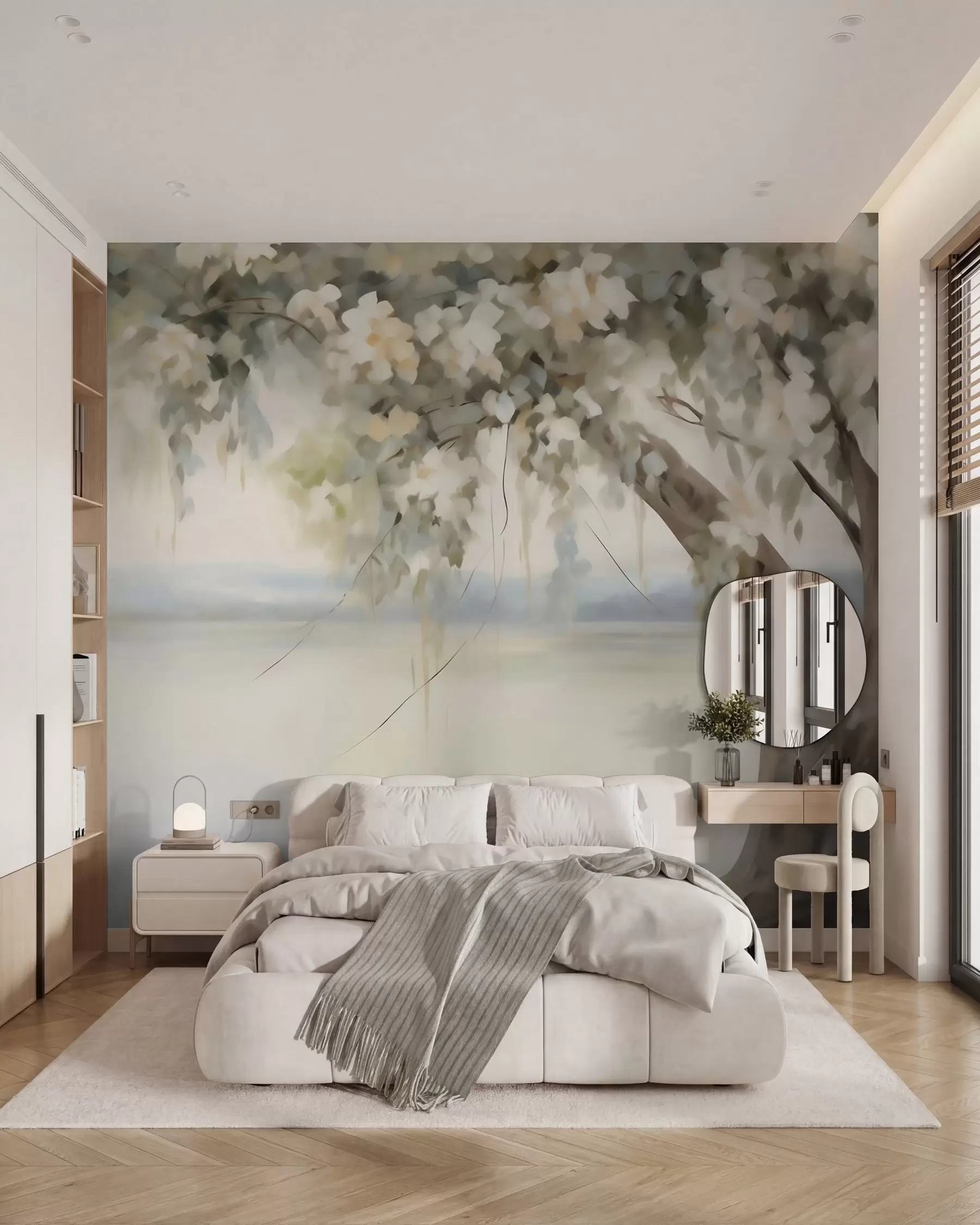 wall murals Имитација слике дрвета поред језера w05670