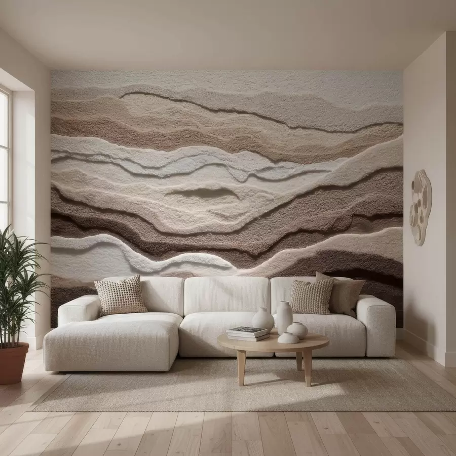wall murals Текстурирани зидни мурал са слојевитим пешчаним формацијама у топлој беж палети w09807