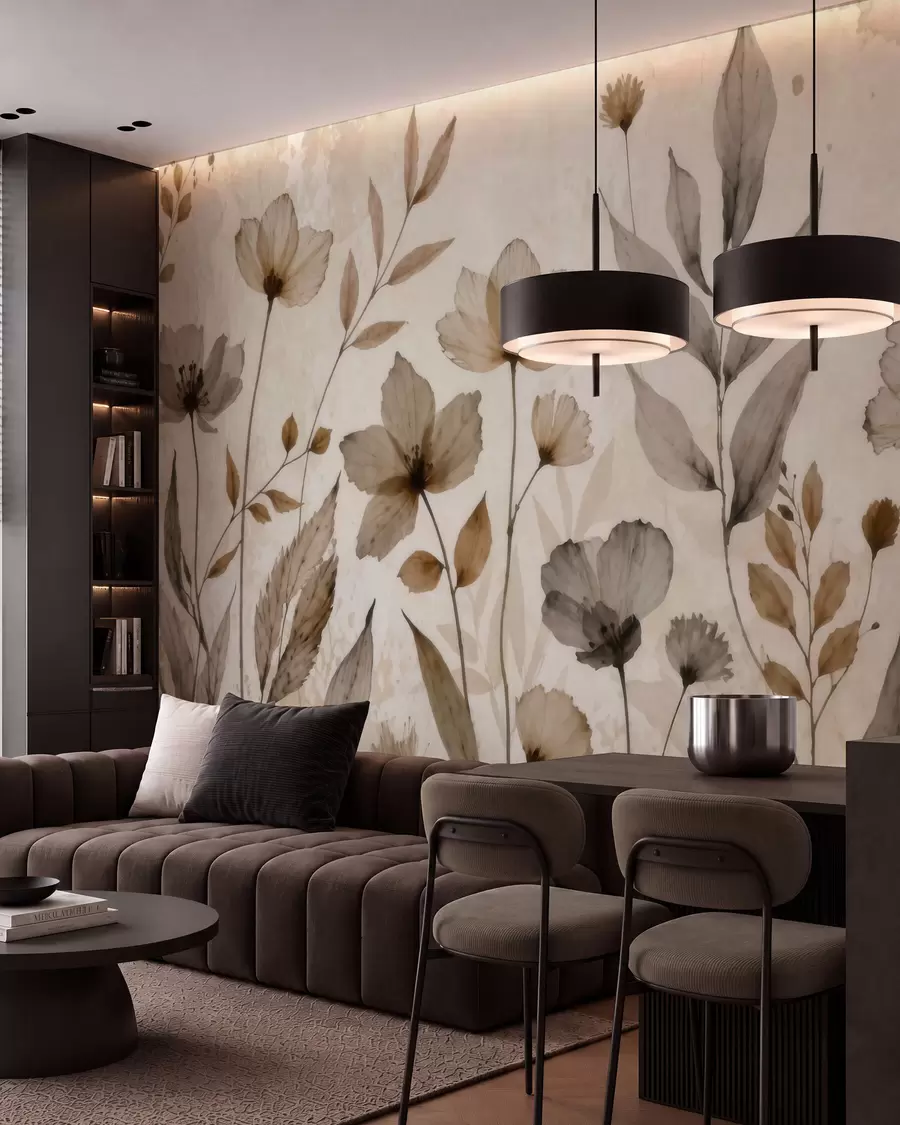 Fototapeta „Nježno akvarelno divlje cvijeće u mekoj bež i krem paleti“, w09875