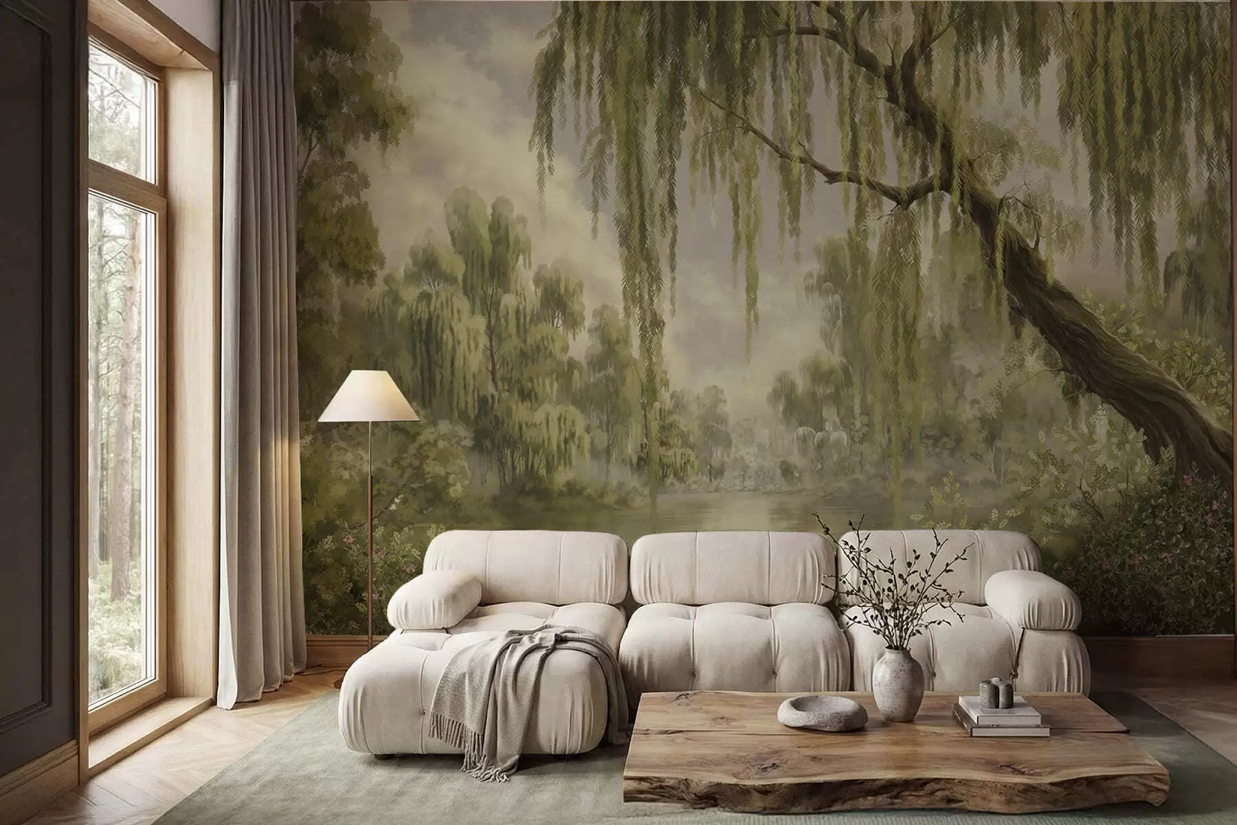 wall murals Осенчени пејзаж са врбама изнад воде w05631v2