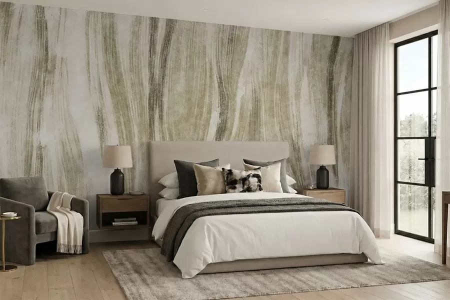 wall murals Апстрактна текстура са текућим вертикалним пругама у сиво-беж тоновима w05686v1