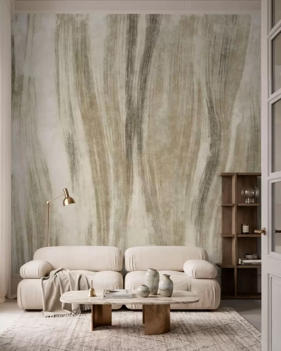 wall murals Апстрактна текстура са текућим вертикалним пругама у сиво-беж тоновима w05686v1