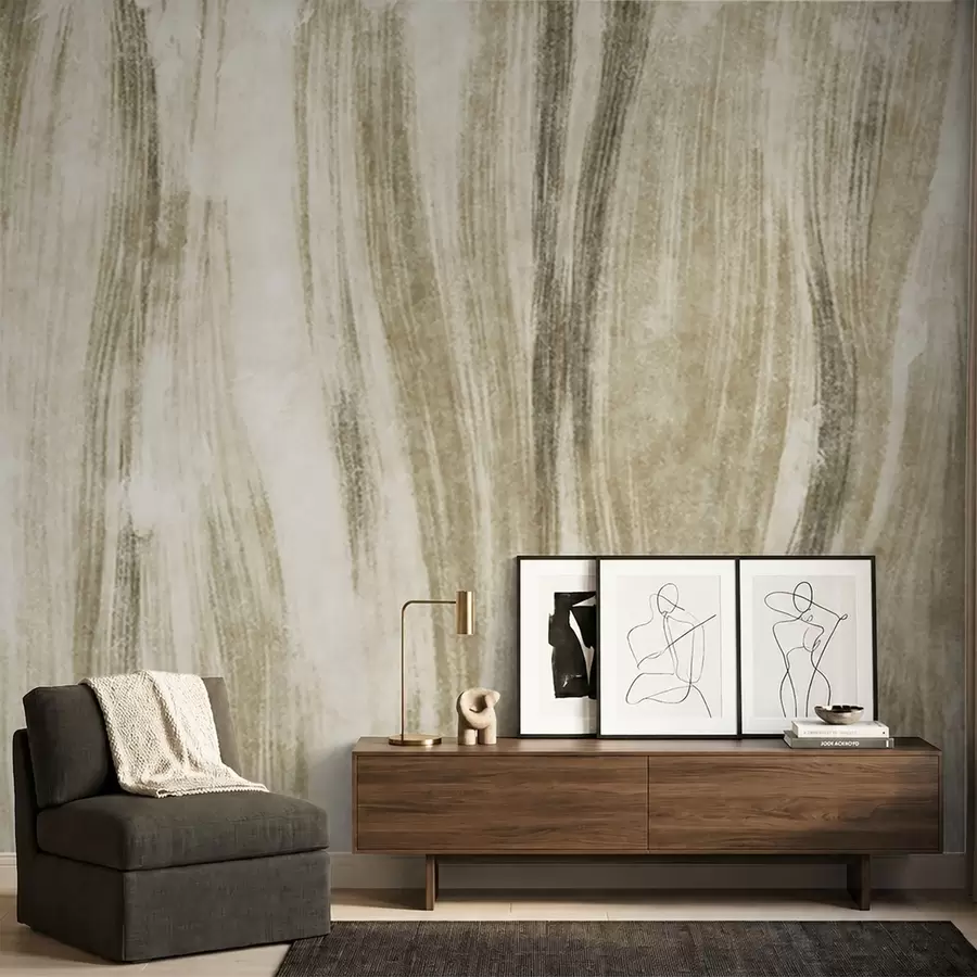 wall murals Апстрактна текстура са текућим вертикалним пругама у сиво-беж тоновима w05686v1