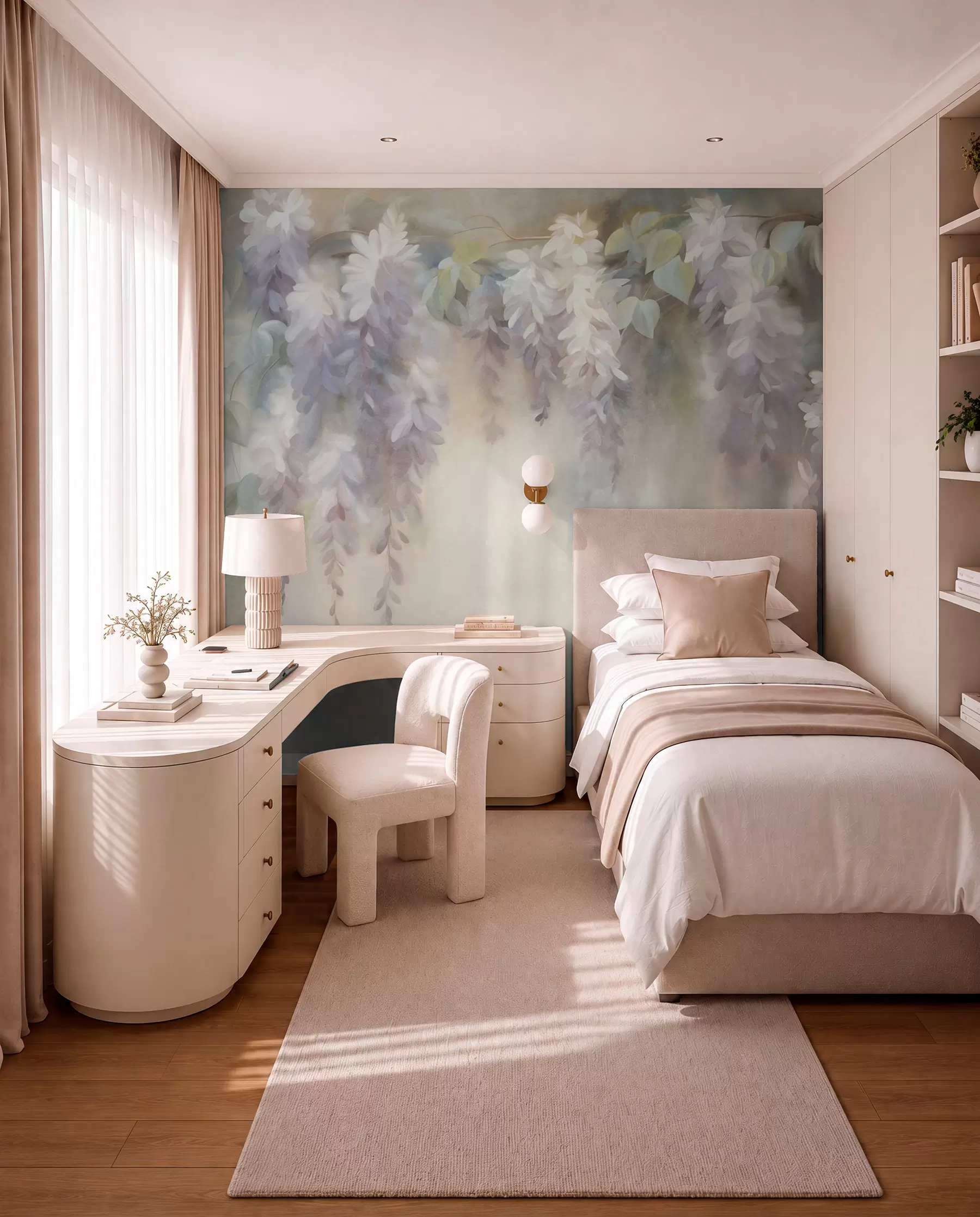 wall murals Slap svijetle glicinije w09896