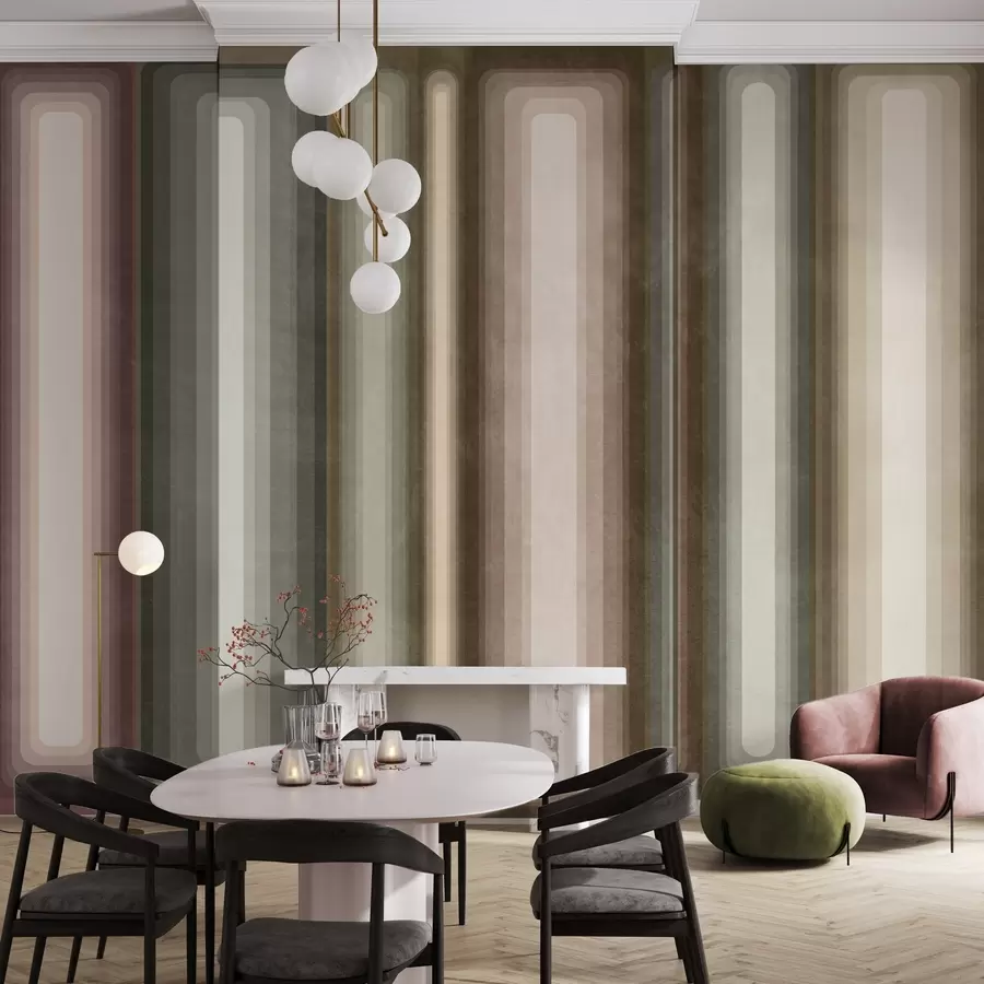 wall murals Текстурирани апстрактни вертикални заобљени правоугаоници у пригушеним тоновима смеђе, беж и бледо ружичасте боје w09905