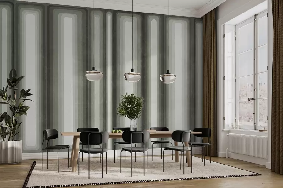 wall murals Текстурирани апстрактни вертикални заобљени правоугаоници у пригушеним тоновима зелене w09905v2