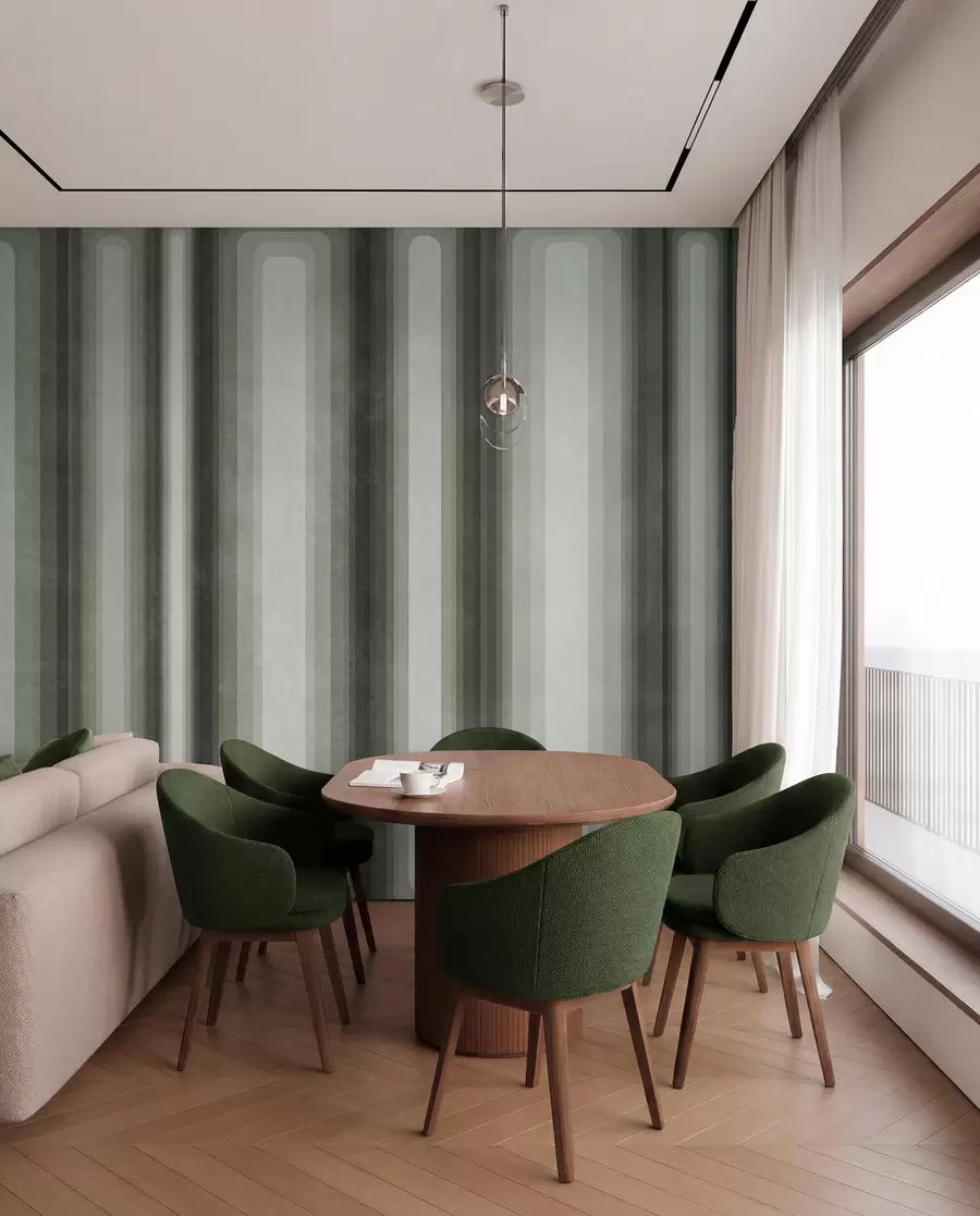 wall murals Текстурирани апстрактни вертикални заобљени правоугаоници у пригушеним тоновима зелене w09905v2