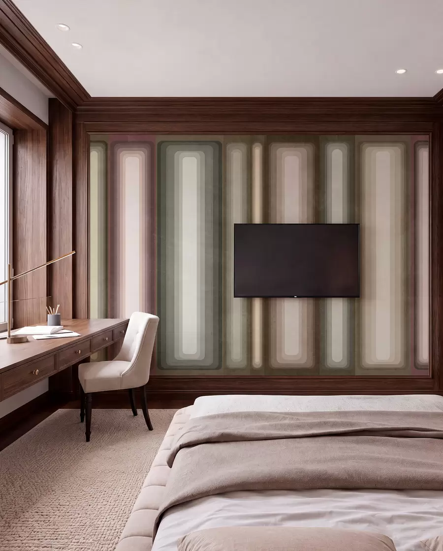 wall murals Текстурирани апстрактни вертикални заобљени правоугаоници у пригушеним тоновима браон боје w09905v1