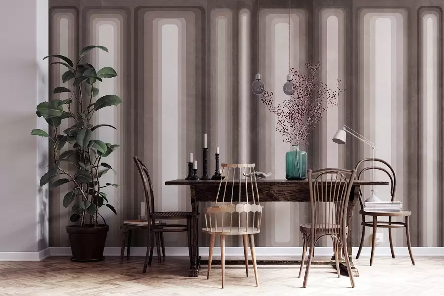 wall murals Текстурирани апстрактни вертикални заобљени правоугаоници у пригушеним тоновима браон боје w09905v1