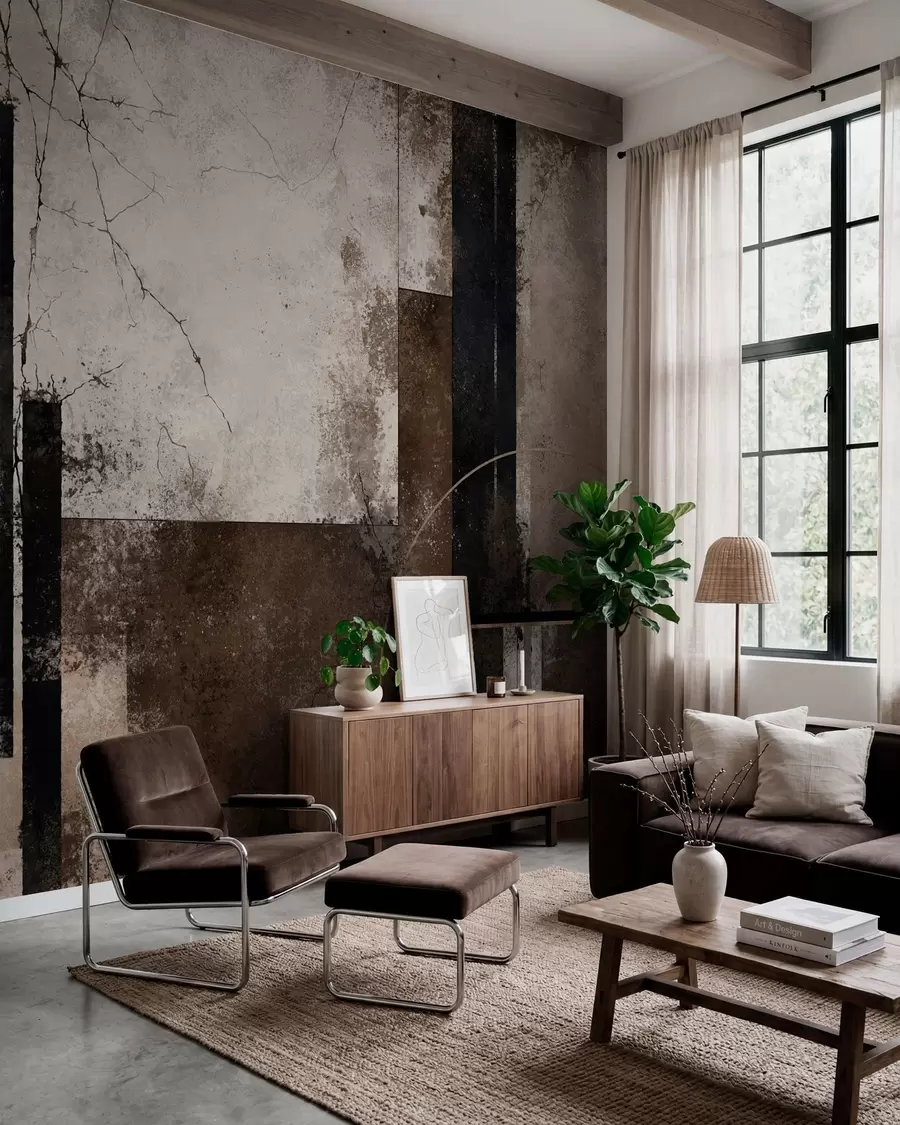 wall murals Апстрактна композиција са тамним линијама и текстурама w05541