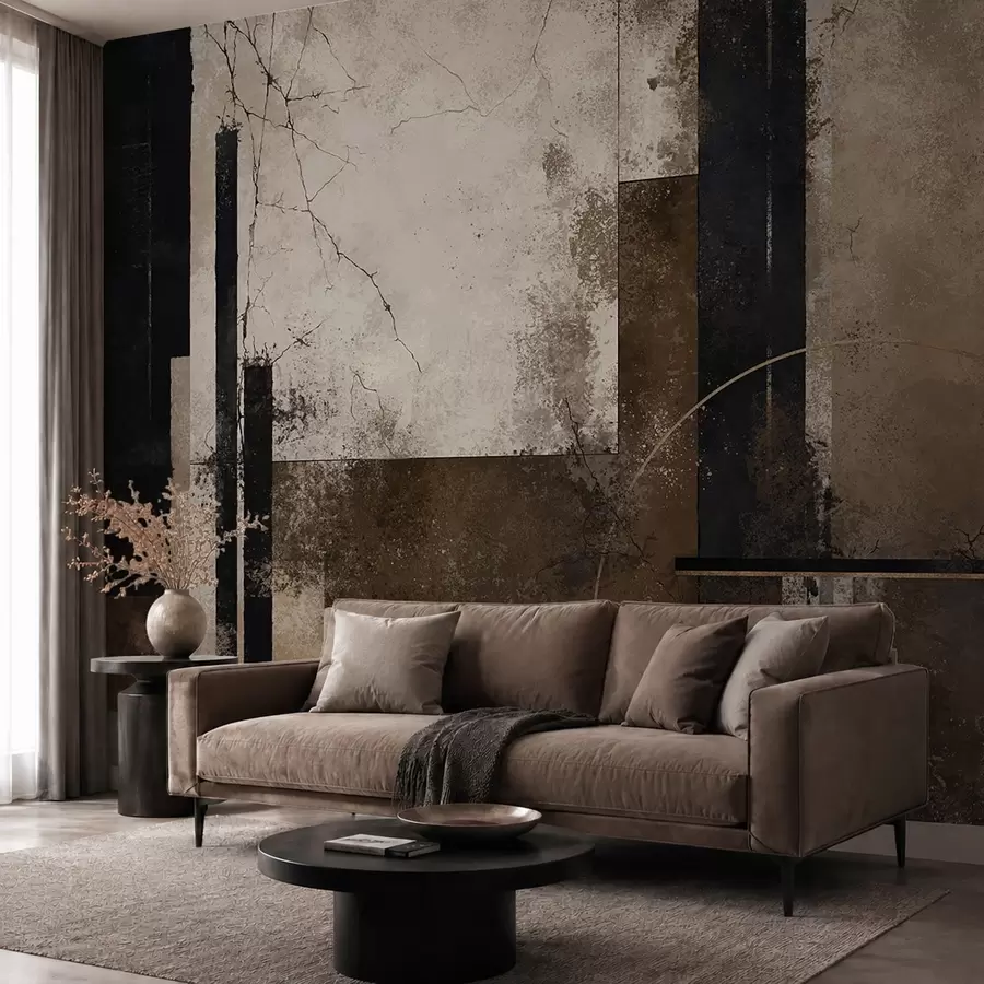 wall murals Апстрактна композиција са тамним линијама и текстурама w05541